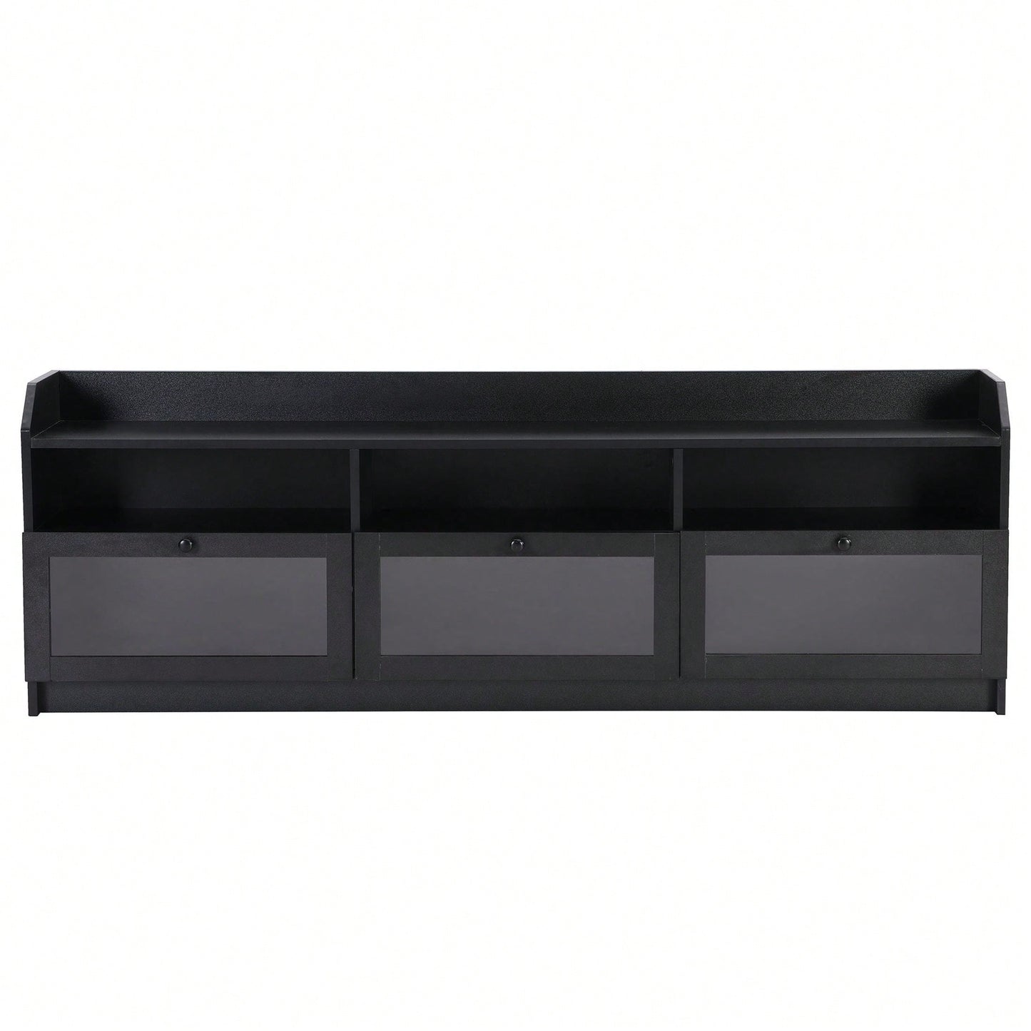 Sleek Modern Design TV Stand with Acrylic Door for TVs Up to 65 Inch Stylish Media Console Ample Storage Space Black Handles