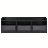 Sleek Modern Design TV Stand with Acrylic Door for TVs Up to 65 Inch Stylish Media Console Ample Storage Space Black Handles