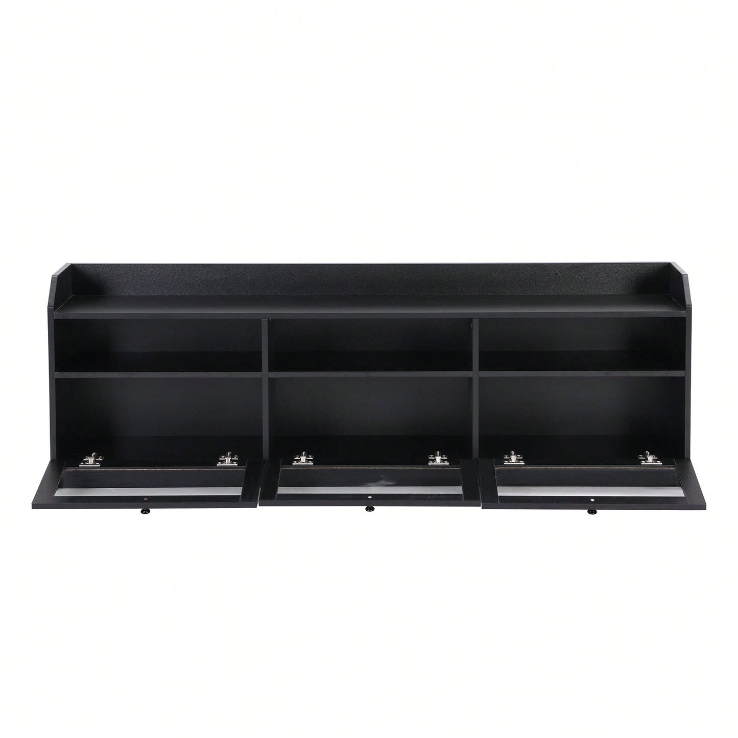 Sleek Modern Design TV Stand with Acrylic Door for TVs Up to 65 Inch Stylish Media Console Ample Storage Space Black Handles