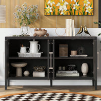 Storage Cabinet Sideboard Wooden Cabinet With 4 Metal Handles ,4 Shelves And 4 Doors For Hallway, Entryway, Living Room