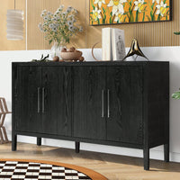 Storage Cabinet Sideboard Wooden Cabinet With 4 Metal Handles ,4 Shelves And 4 Doors For Hallway, Entryway, Living Room