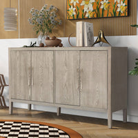 Storage Cabinet Sideboard Wooden Cabinet With 4 Metal Handles ,4 Shelves And 4 Doors For Hallway, Entryway, Living Room