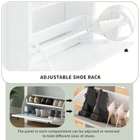 2 Flip Drawers Wood Grain Pattern Top Shoe Cabinet With Drawer, Free Standing Shoe Rack With Adjustable Panel For Hallway