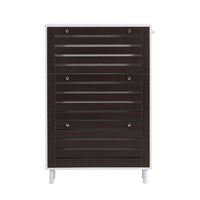 Narrow Shoe Cabinet with 3 Flip Drawers and Hooks Wood Grain Entryway Organizer Adjustable Free Standing Rack