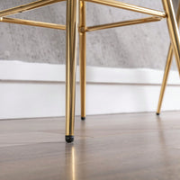 Set Of 2 Bar Stools,With Chrome Footrest And Base Velvet + Golden Leg Simple Bar Stool