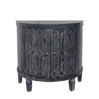 Modern Half-Moon Wooden Storage Cabinet with Two-Tier Shelves for Living Room Entryway and Dining Room