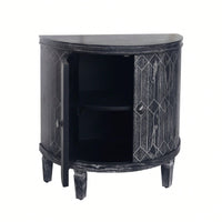 Modern Half-Moon Wooden Storage Cabinet with Two-Tier Shelves for Living Room Entryway and Dining Room