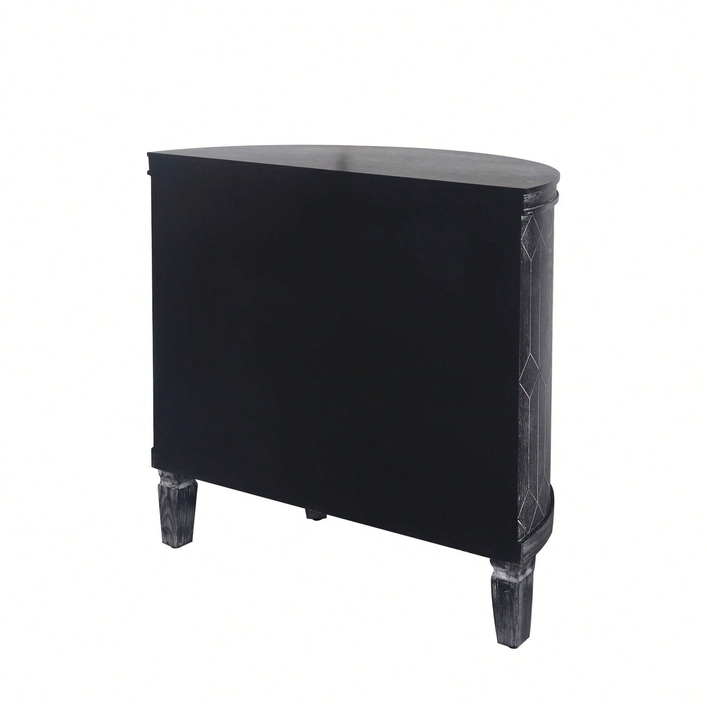 Modern Half-Moon Wooden Storage Cabinet with Two-Tier Shelves for Living Room Entryway and Dining Room
