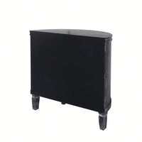 Modern Half-Moon Wooden Storage Cabinet with Two-Tier Shelves for Living Room Entryway and Dining Room