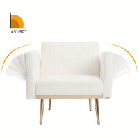 Accent Chair With Ottoman Set,Velvet Accent Chair With Gold Legs, Upholstered Single Sofa For Living Room Bedroom