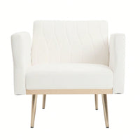 Accent Chair With Ottoman Set,Velvet Accent Chair With Gold Legs, Upholstered Single Sofa For Living Room Bedroom