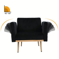 Accent Chair With Ottoman Set,Velvet Accent Chair With Gold Legs, Upholstered Single Sofa For Living Room Bedroom