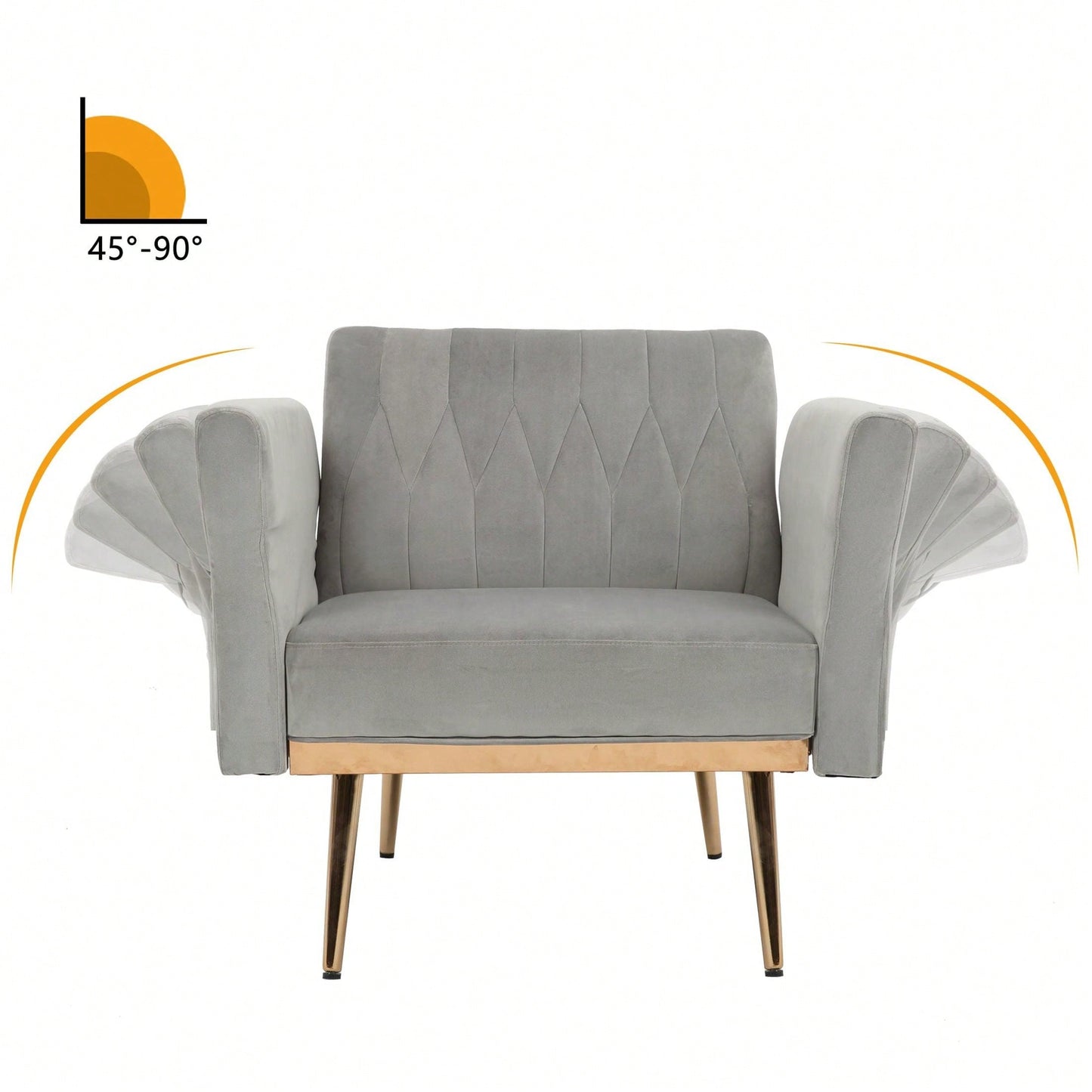 Accent Chair With Ottoman Set,Velvet Accent Chair With Gold Legs, Upholstered Single Sofa For Living Room Bedroom