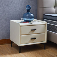 Modern Nightstand With 2 Drawers, Night Stand With PU Leather And Hardware Legs, End Table, Bedside Cabinet For Living Room/Bedroom