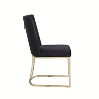 2 Velvet Upholstered Dining Chairs, Gold Metal Legs