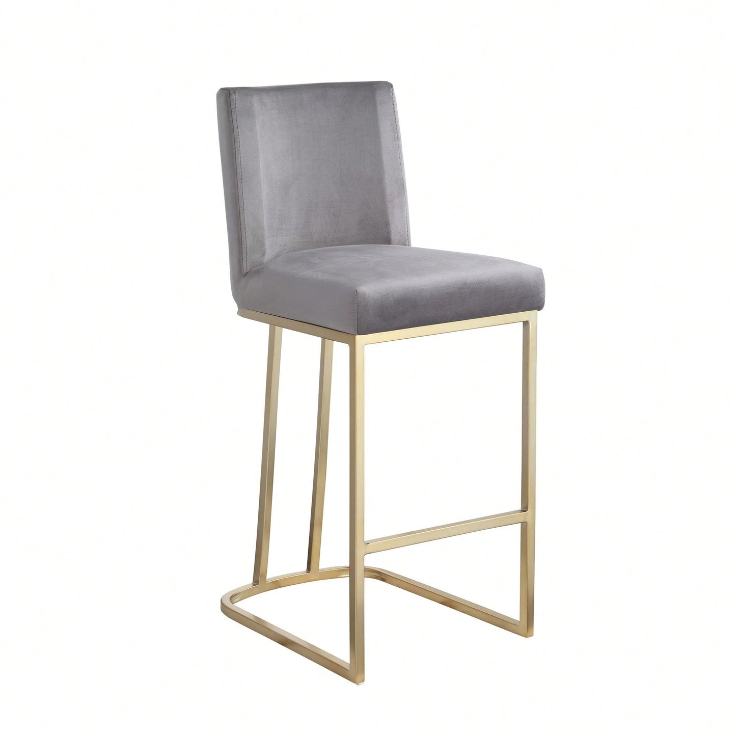 26" Bar Stools With Back, Gold Brushed Barstools Modern Velvet Fabric Kitchen Stools For Counter Pub, Upholstered Dining Chairs