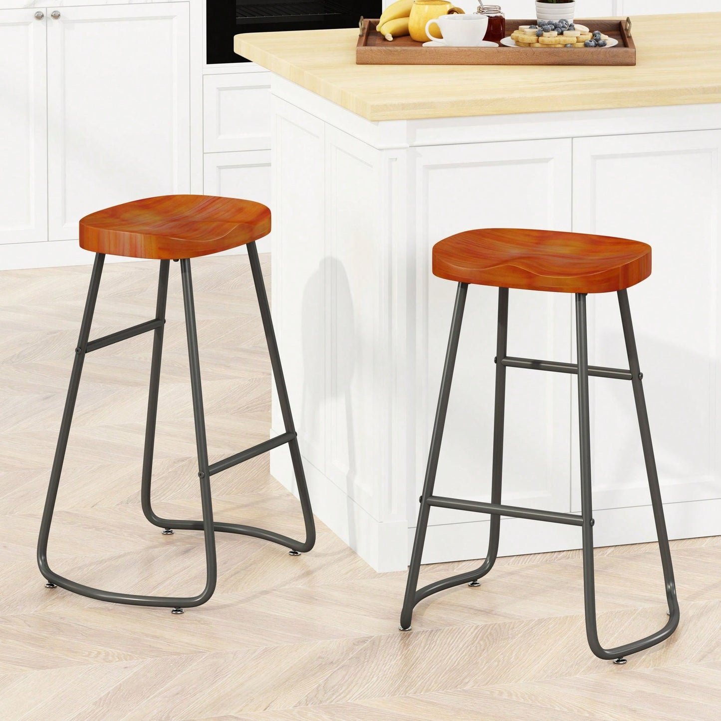 29.52" Stylish And Minimalist Bar Stools, Two-Piece Counter Height Bar Stools, For Kitchen Island, Coffee Shop, Bar, Home Balcony