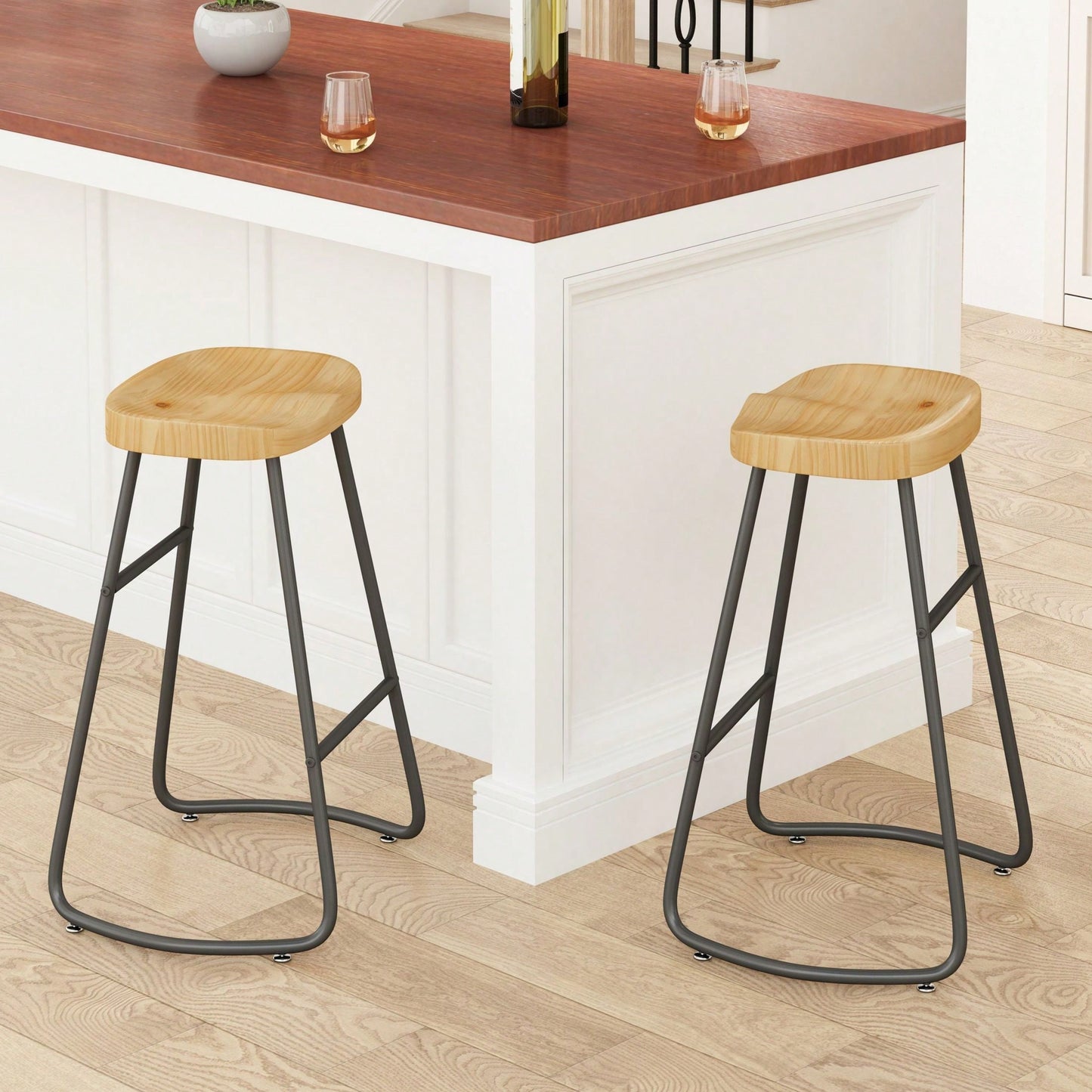 29.52" Stylish And Minimalist Bar Stools, Two-Piece Counter Height Bar Stools, For Kitchen Island, Coffee Shop, Bar, Home Balcony