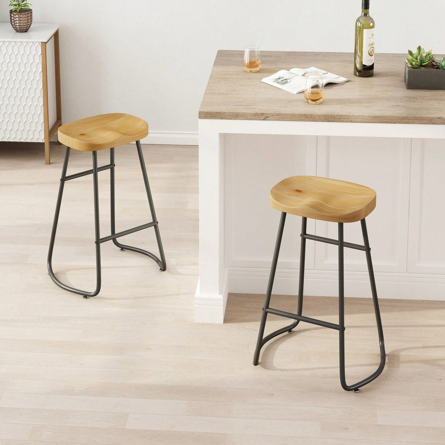 29.52" Stylish And Minimalist Bar Stools, Two-Piece Counter Height Bar Stools, For Kitchen Island, Coffee Shop, Bar, Home Balcony