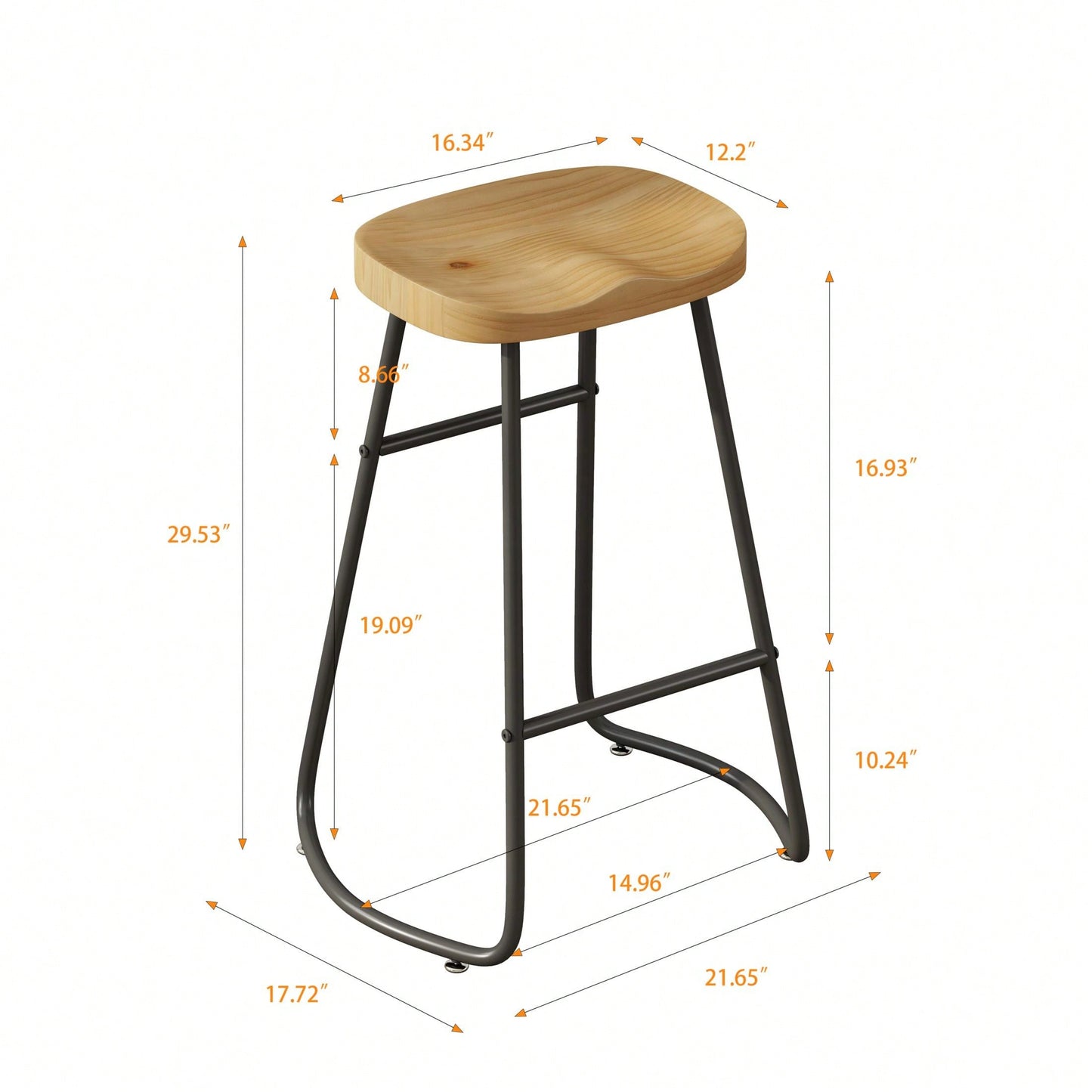 29.52" Stylish And Minimalist Bar Stools, Two-Piece Counter Height Bar Stools, For Kitchen Island, Coffee Shop, Bar, Home Balcony