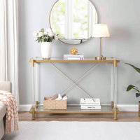 Golden Glass Sofa Table, Acrylic Side Table, Console Table For Living Roome& Bedroom