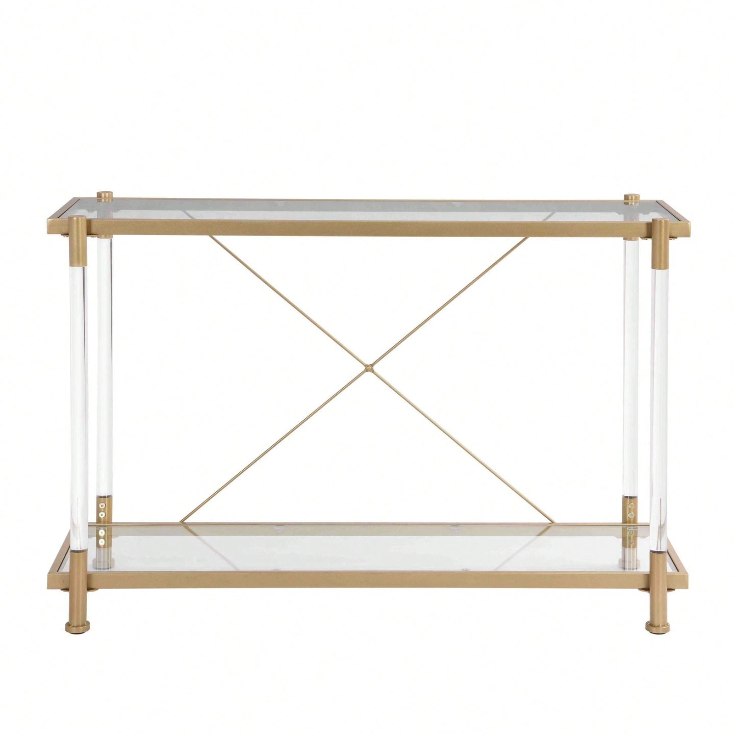 Golden Glass Sofa Table, Acrylic Side Table, Console Table For Living Roome& Bedroom