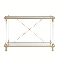 Golden Glass Sofa Table, Acrylic Side Table, Console Table For Living Roome& Bedroom