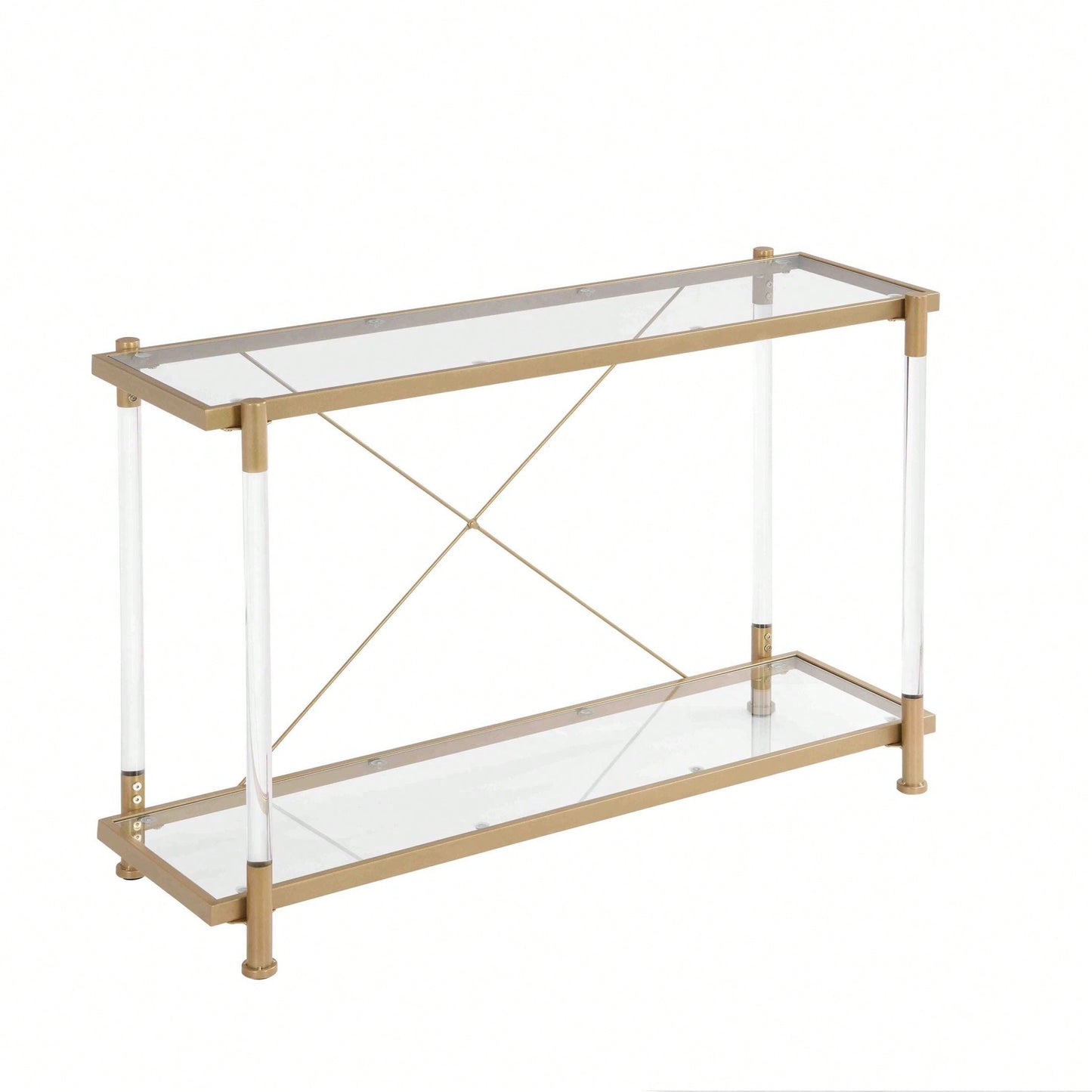 Golden Glass Sofa Table, Acrylic Side Table, Console Table For Living Roome& Bedroom