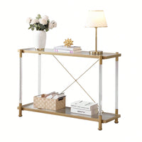 Golden Glass Sofa Table, Acrylic Side Table, Console Table For Living Roome& Bedroom