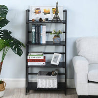 Folding Bookshelf, Storage Shelves 4 Tiers, Stand Storage Rack Shelves Bookcase For Home Office - Full Black