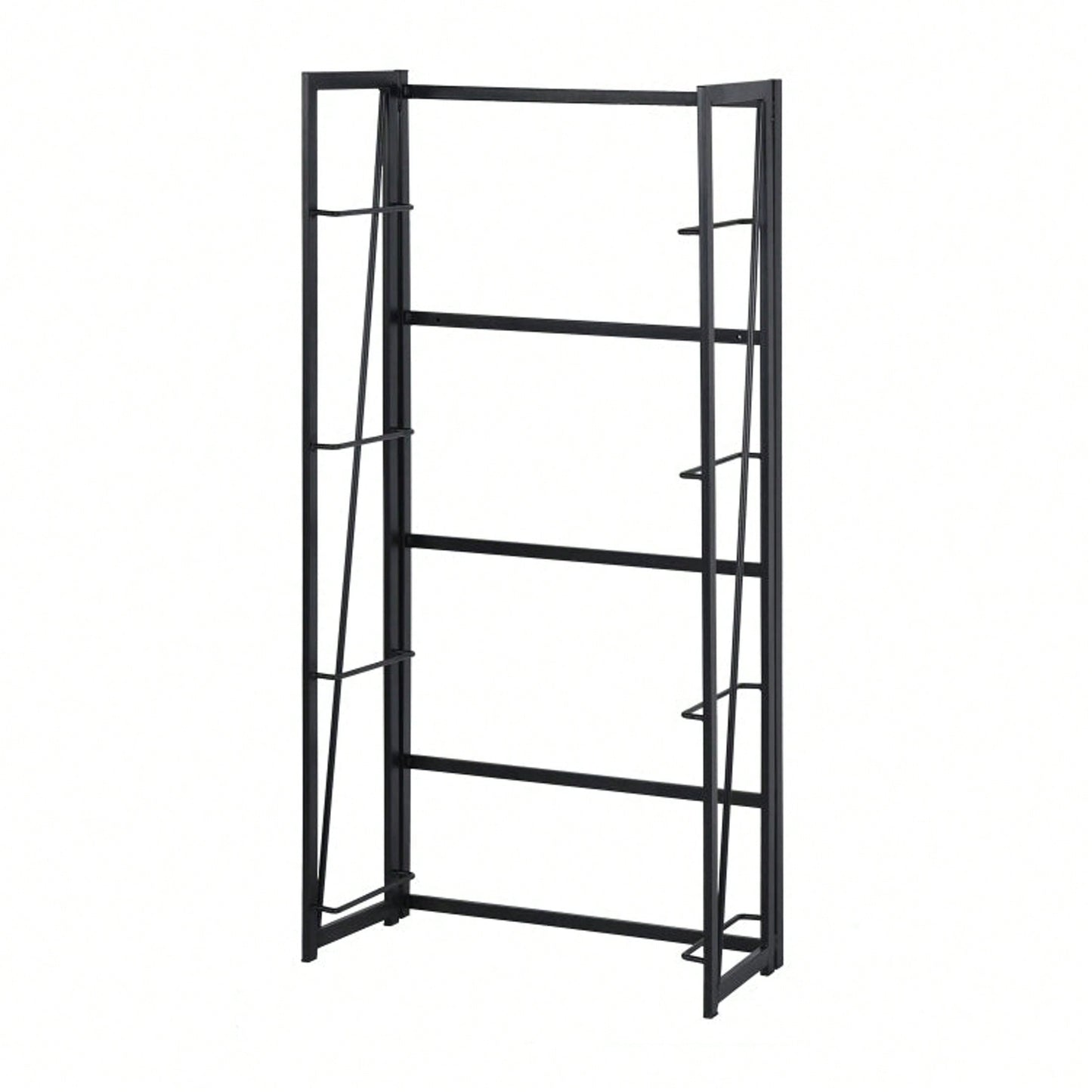 Folding Bookshelf, Storage Shelves 4 Tiers, Stand Storage Rack Shelves Bookcase For Home Office - Full Black