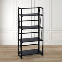 Folding Bookshelf, Storage Shelves 4 Tiers, Stand Storage Rack Shelves Bookcase For Home Office - Full Black