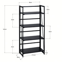 Folding Bookshelf, Storage Shelves 4 Tiers, Stand Storage Rack Shelves Bookcase For Home Office - Full Black