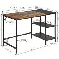 Writing Table With 2 Storage Shelves For Home Office Study Computer Desk, 43.3" W X 21.7" D X 29.5"H