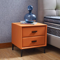 Modern Nightstand With 2 Drawers, Night Stand With PU Leather And Hardware Legs, End Table, Bedside Cabinet For Living Room/Bedroom