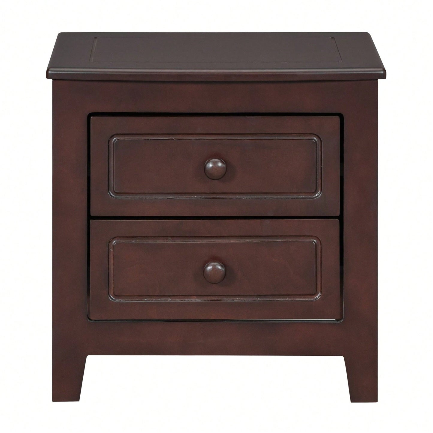 2-Drawer Nightstand For Bedroom, Mid Century Retro Bedside Table With Classic Design