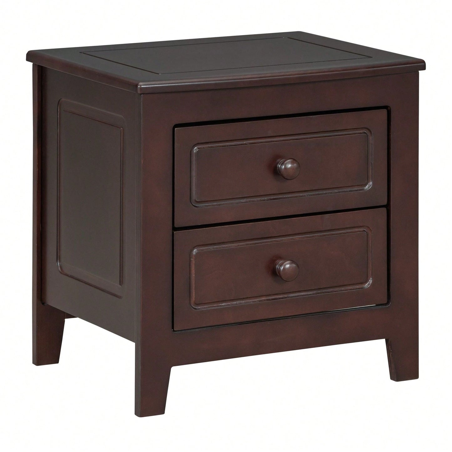 2-Drawer Nightstand For Bedroom, Mid Century Retro Bedside Table With Classic Design