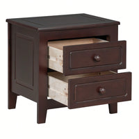 2-Drawer Nightstand For Bedroom, Mid Century Retro Bedside Table With Classic Design