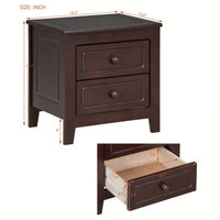 2-Drawer Nightstand For Bedroom, Mid Century Retro Bedside Table With Classic Design