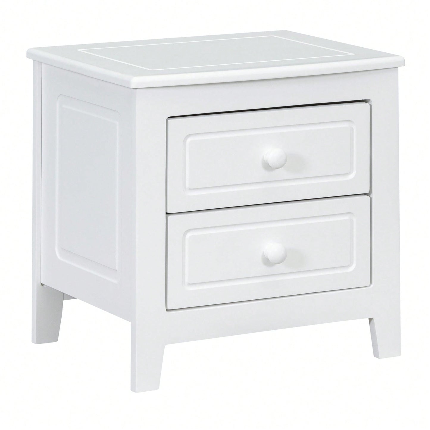 2-Drawer Nightstand For Bedroom, Mid Century Retro Bedside Table With Classic Design