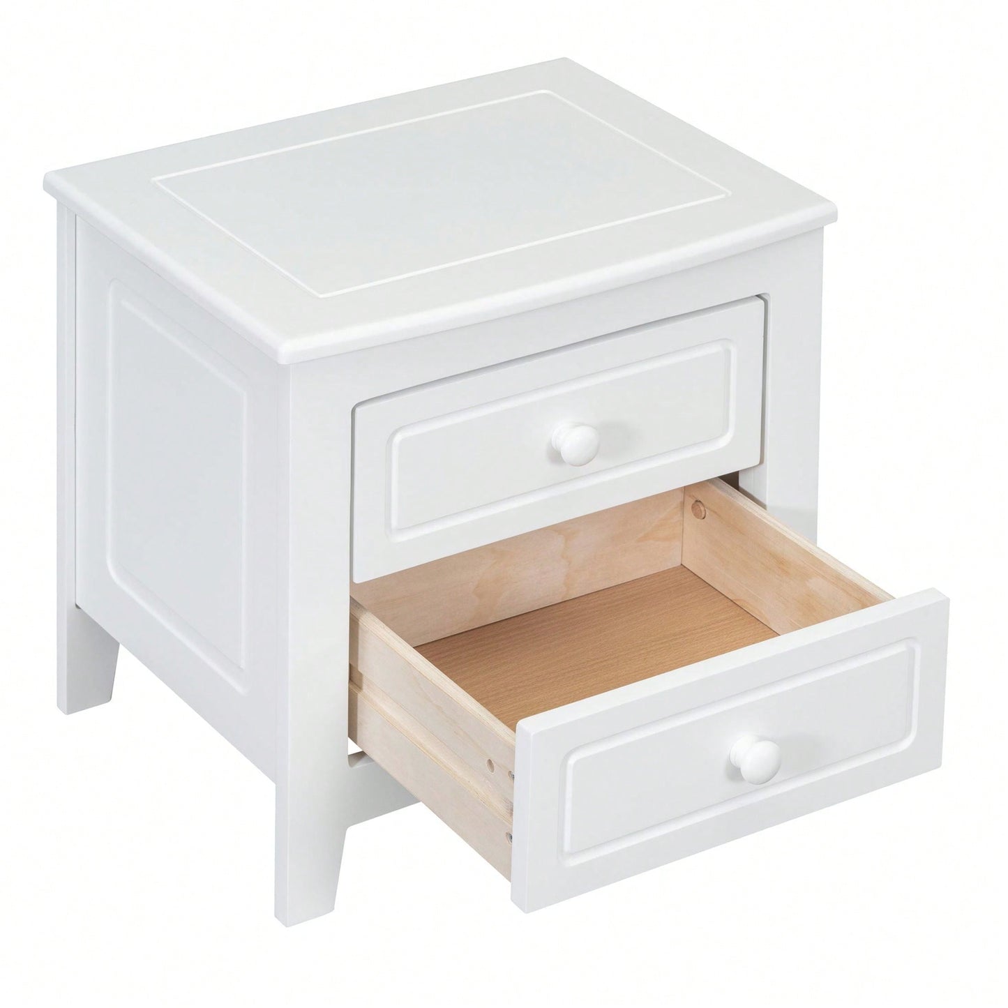 2-Drawer Nightstand For Bedroom, Mid Century Retro Bedside Table With Classic Design