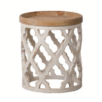 23" Large Distressed White Side Table | Casual, Elegant Look | Perfect For Any Room Of The Home