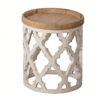 23" Large Distressed White Side Table | Casual, Elegant Look | Perfect For Any Room Of The Home