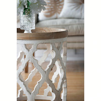 23" Large Distressed White Side Table | Casual, Elegant Look | Perfect For Any Room Of The Home