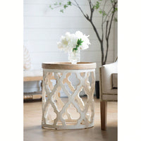 23" Large Distressed White Side Table | Casual, Elegant Look | Perfect For Any Room Of The Home