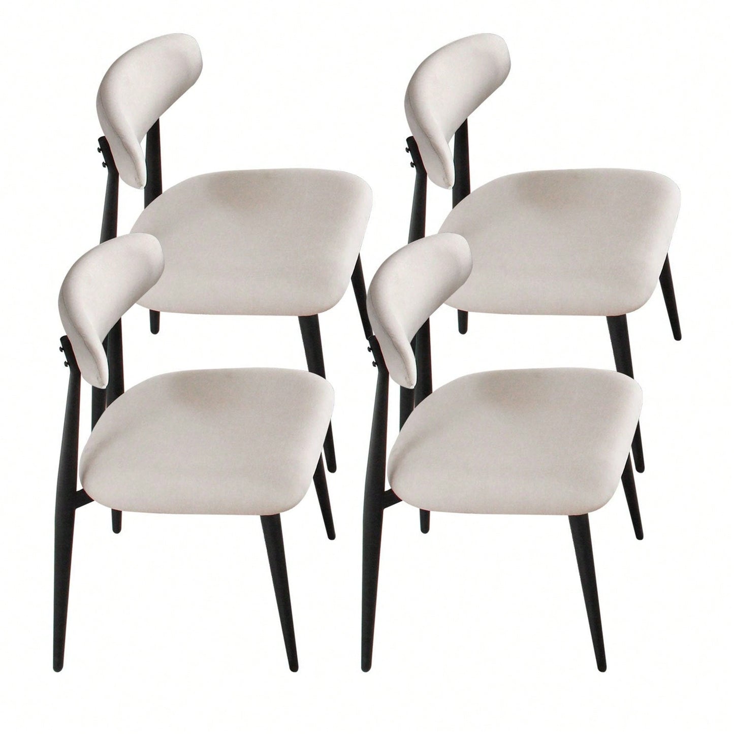 Modern Dining Chairs , Curved Backrest Round Upholstered And Metal Frame