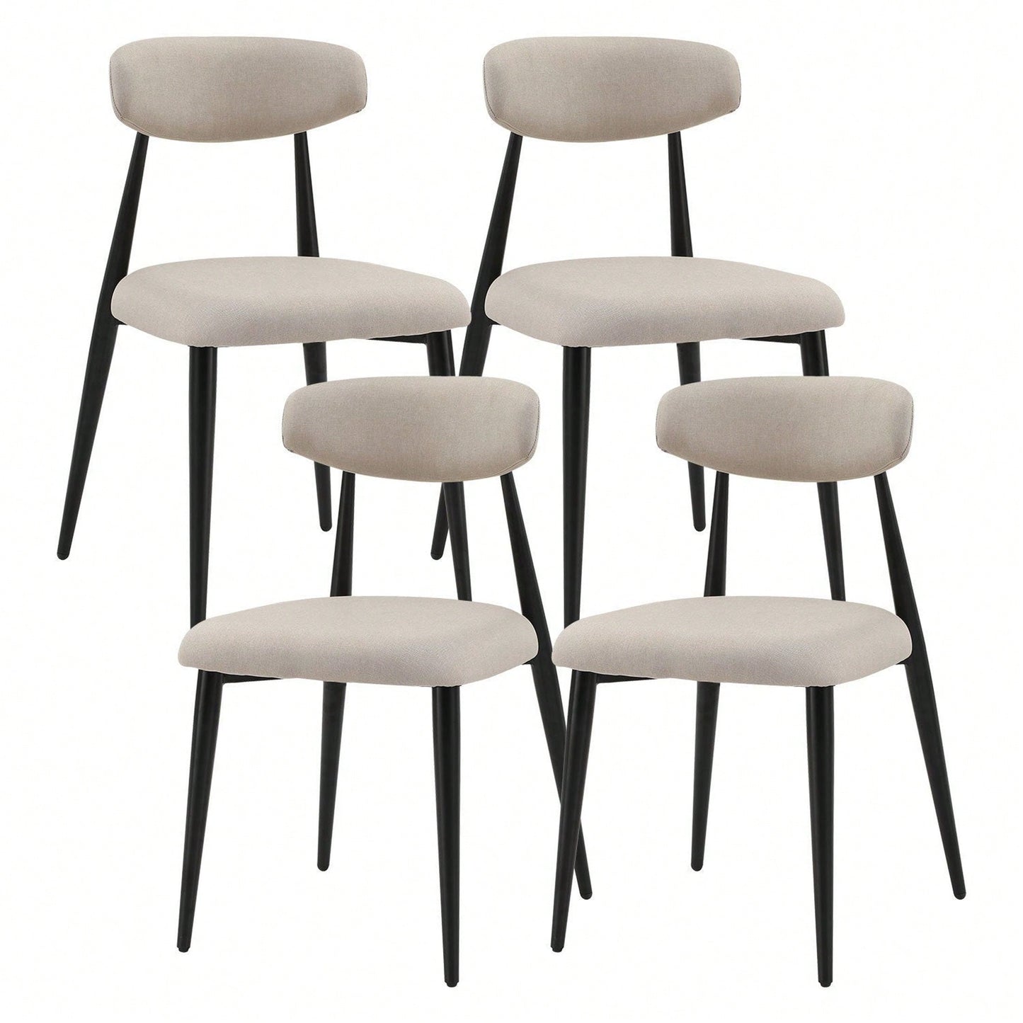 Modern Dining Chairs , Curved Backrest Round Upholstered And Metal Frame