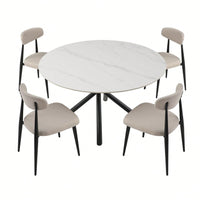 Modern Dining Chairs , Curved Backrest Round Upholstered And Metal Frame