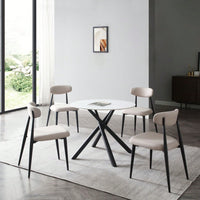 Modern Dining Chairs , Curved Backrest Round Upholstered And Metal Frame