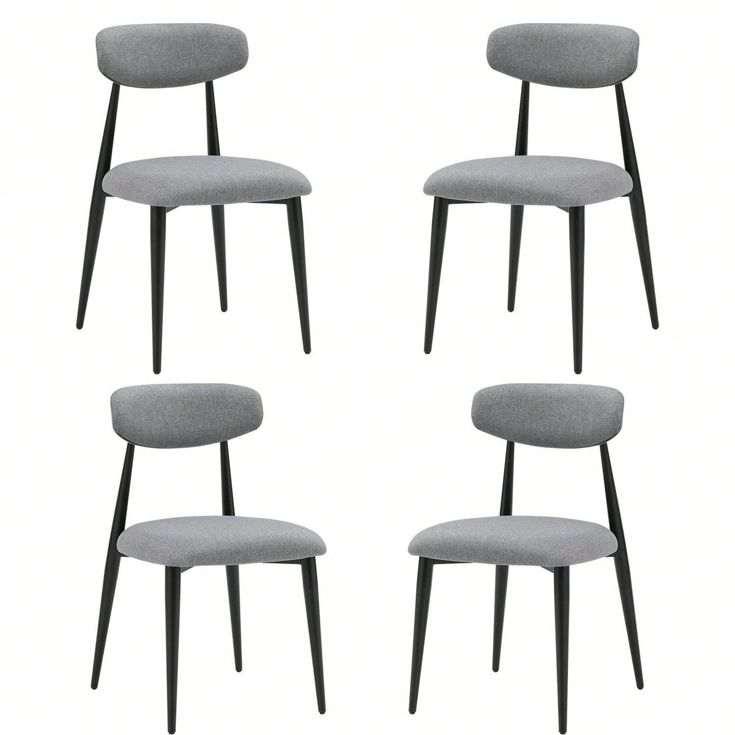 Modern Dining Chairs , Curved Backrest Round Upholstered And Metal Frame